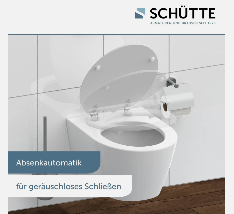 Capac de toaletă SCHÜTTE ® Premium, Mecanism de închidere silențioasă, Antibacterian, Forma de O, Alb