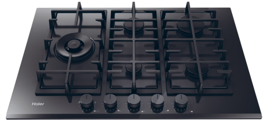 Plita incorporabila pe gaz HAIER 75 cm, 5 Zone de gatit, Seria 6, cod HAVG7WL4HBPB
