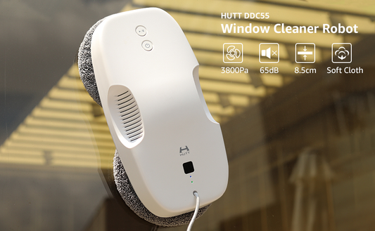 RESIGILAT - Robot de curățat ferestre HUTT, 90W, 3800Pa, senzori AI, UPS încorporat, algoritm inteligent, alb