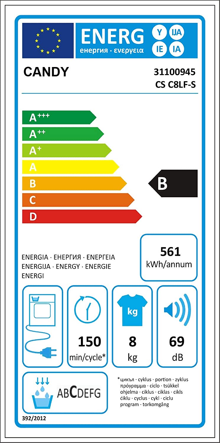 Uscator de rufe , condensare, Candy CS C8LF-S