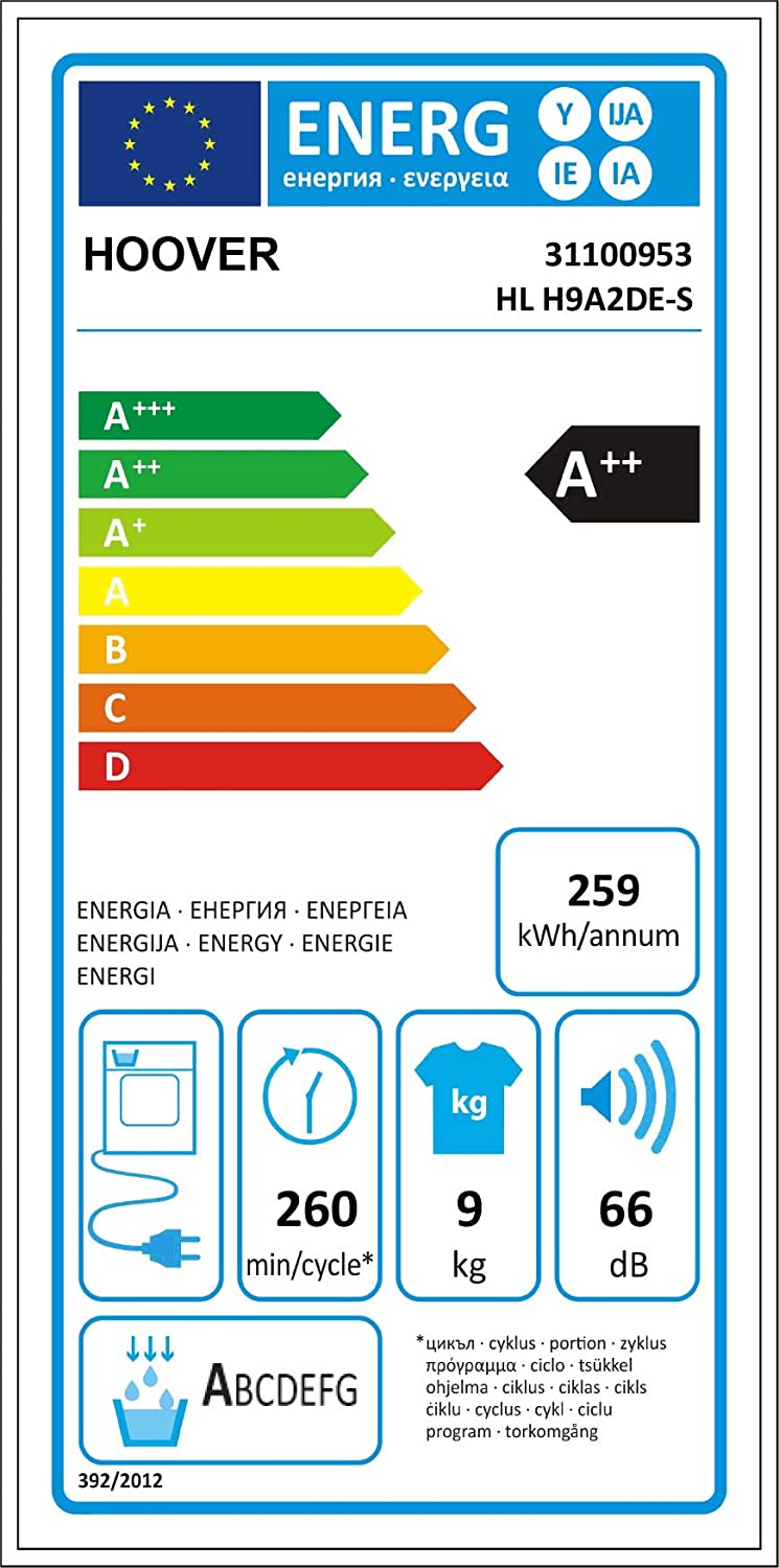 Uscator de rufe, Hoover HLE H9A2TE-S