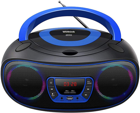 Radio portabil CD Player Boombox, Bluetooth, Radio FM, USB, Redare MP3, Compatibil cu CD-R/CD-RW, 2 x 2 W RMS, Radio CD Player