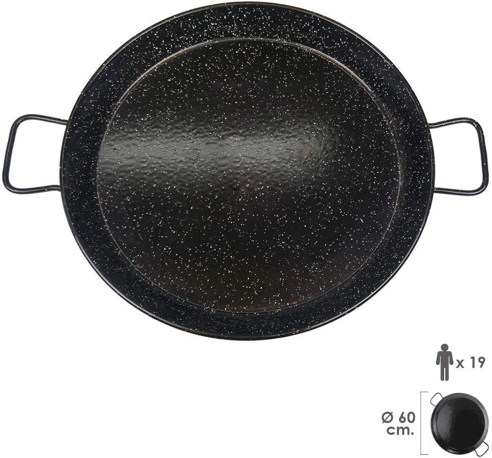 Tigaie Paella Garcima 5020660 Paellera Valenciana Esmaltada 19 personas/ 60 cm, Negro, 77 x 60 x 5 cm