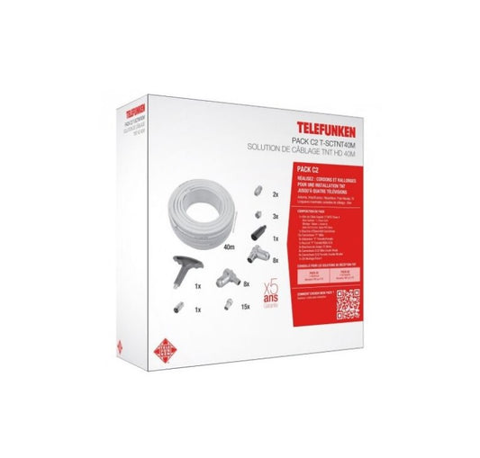 Pachet de cablare HD prin satelit pentru TV, cablu 17VTAC, lungime 40m și conector „F” C1 TELEFUNKEN T-SC1TV40M