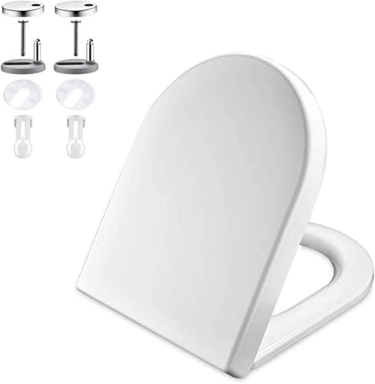 Capac de toaletă GRIFEMA® Premium, Mecanism de închidere silențioasă, Antibacterian, Forma de D, Alb