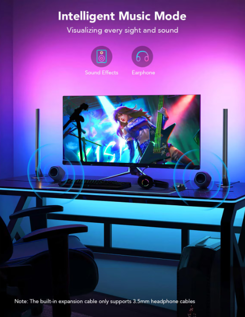 GAMING LIGHT BARS LED RGBIC inteligente GOVEE, RESIGILAT, Cod H6047