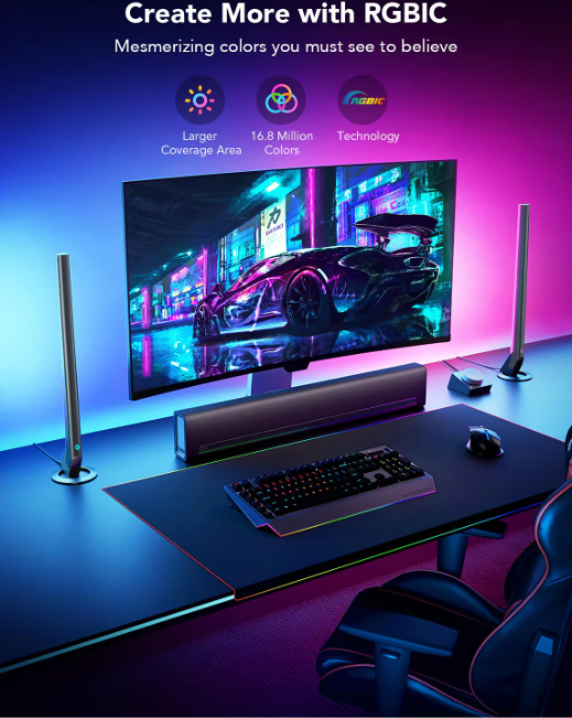 GAMING LIGHT BARS LED RGBIC inteligente GOVEE, RESIGILAT, Cod H6047