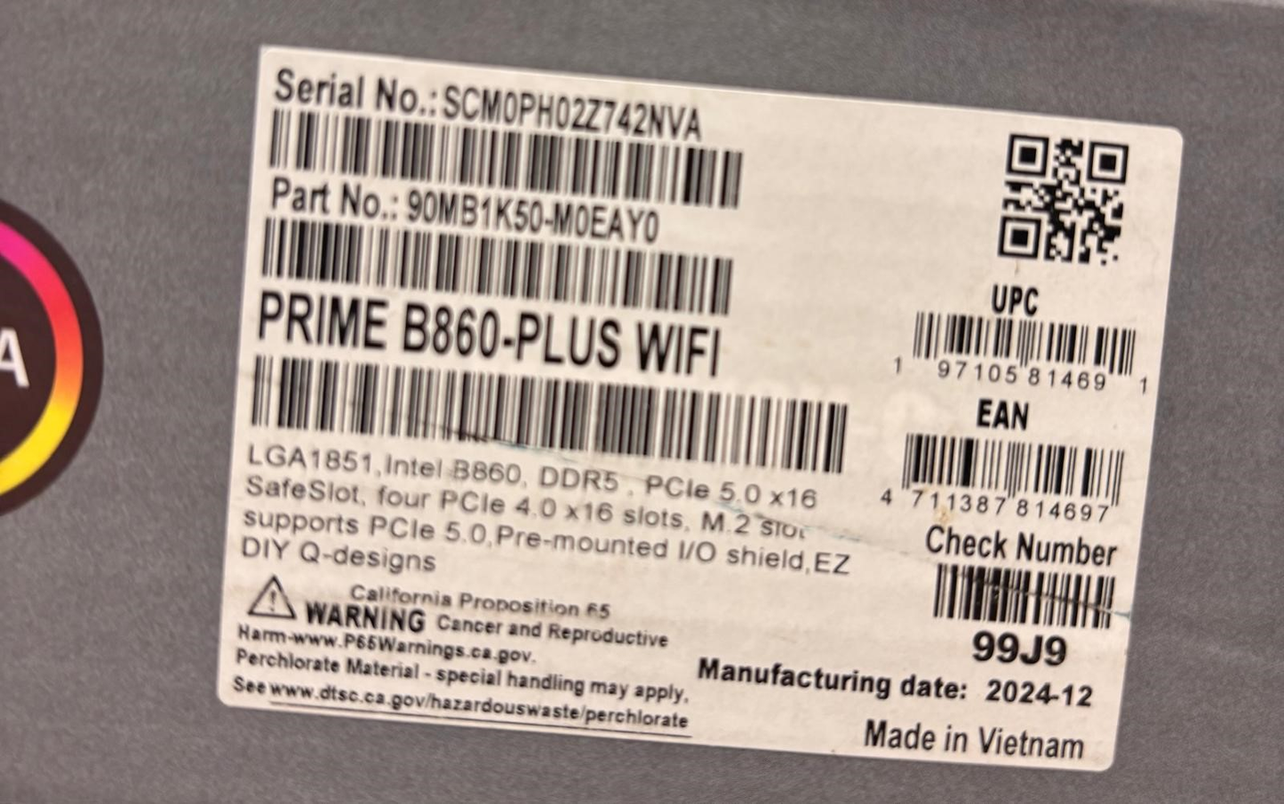 Placa de baza ASUS PRIME B860-PLUS WIFI, Socket LGA1851, Resigilata