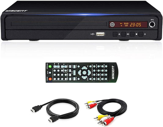 Tojock DVD Player cu ieșire HDMI AV, DVD Player pentru TV, conține HD cu ieșire coaxială/cablu AV HDMI/comandă de la distanță/intrare USB